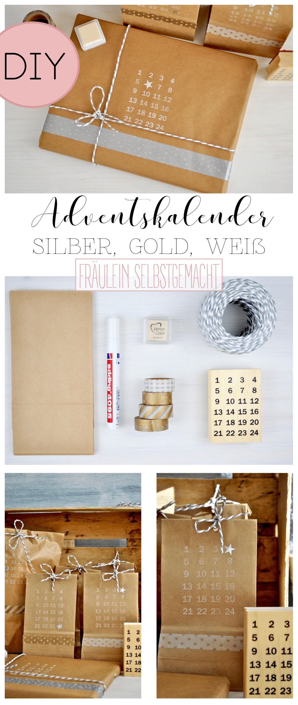 Adventskalender - silber,gold,weißpng