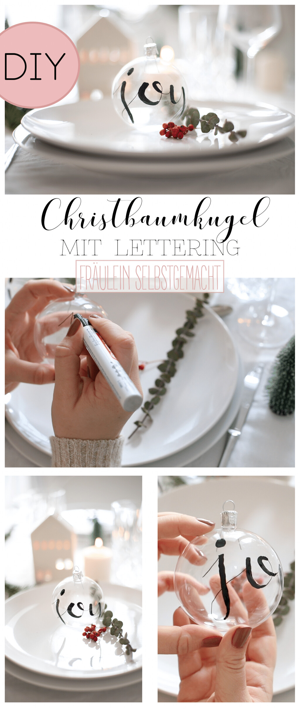 Christbaumkugel mit Lettering